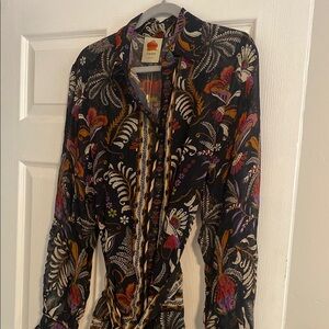 FARM Rio Multicolor Floral Button-Down Slip Dress